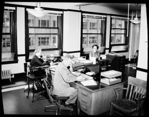 From the Seattle Municipal Archives, City Light employees in office, 1954
