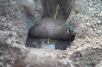 This photo of a cross-bore is from WorkSafeBC Hazard Alert #: WS 2014-04